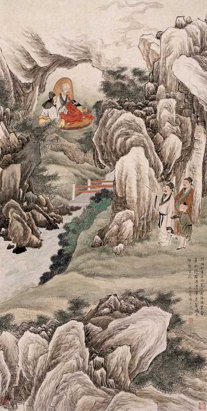 谢之光 丁亥（1947年）作 参禅图 立轴